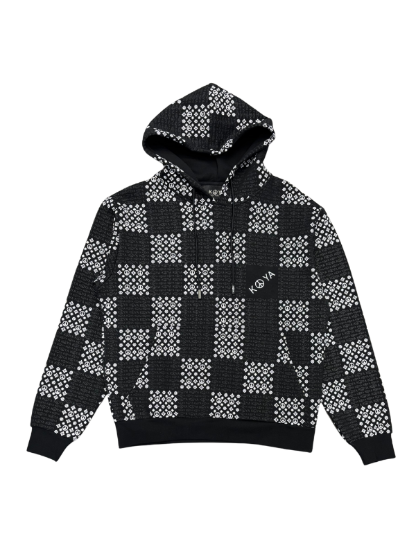 Mens Chequered Monochrome Hoodie