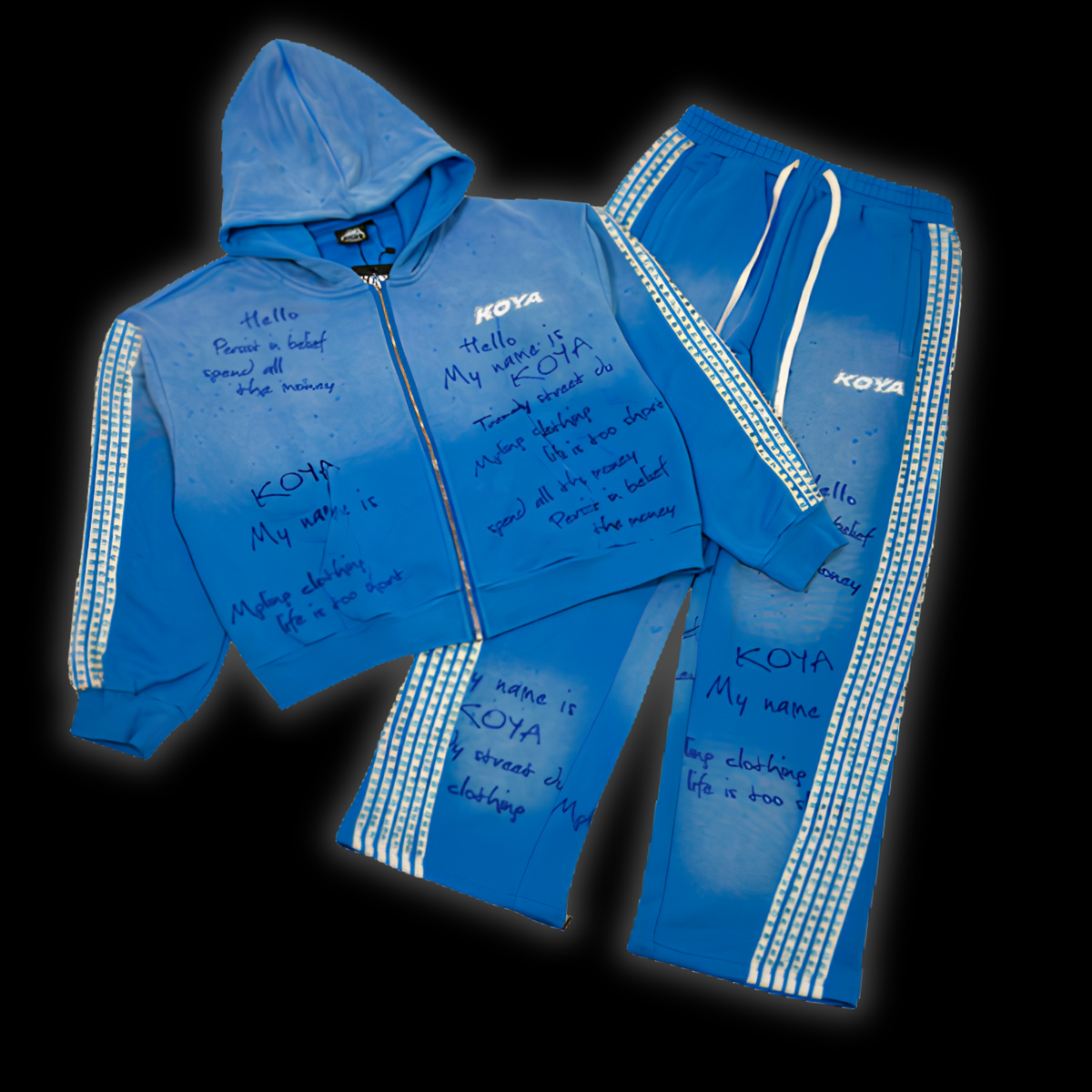 DIAMOND FLEECE SET 001 - [BLUE]