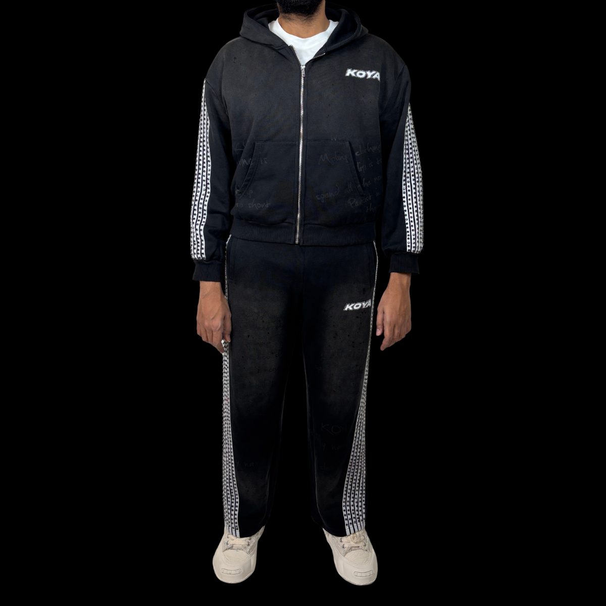 DIAMOND FLEECE SET 001 - [BLACK]